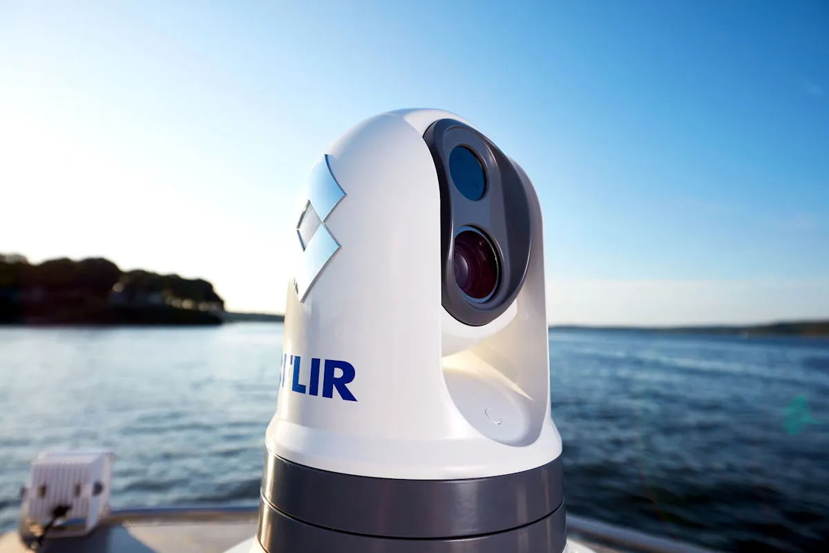 Image of Raymarine marine electronics, such as a chartplotter or radar display.