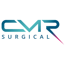Sleek 'CMR SURGICAL' logo, emphasizing modern, high-tech surgical precision.